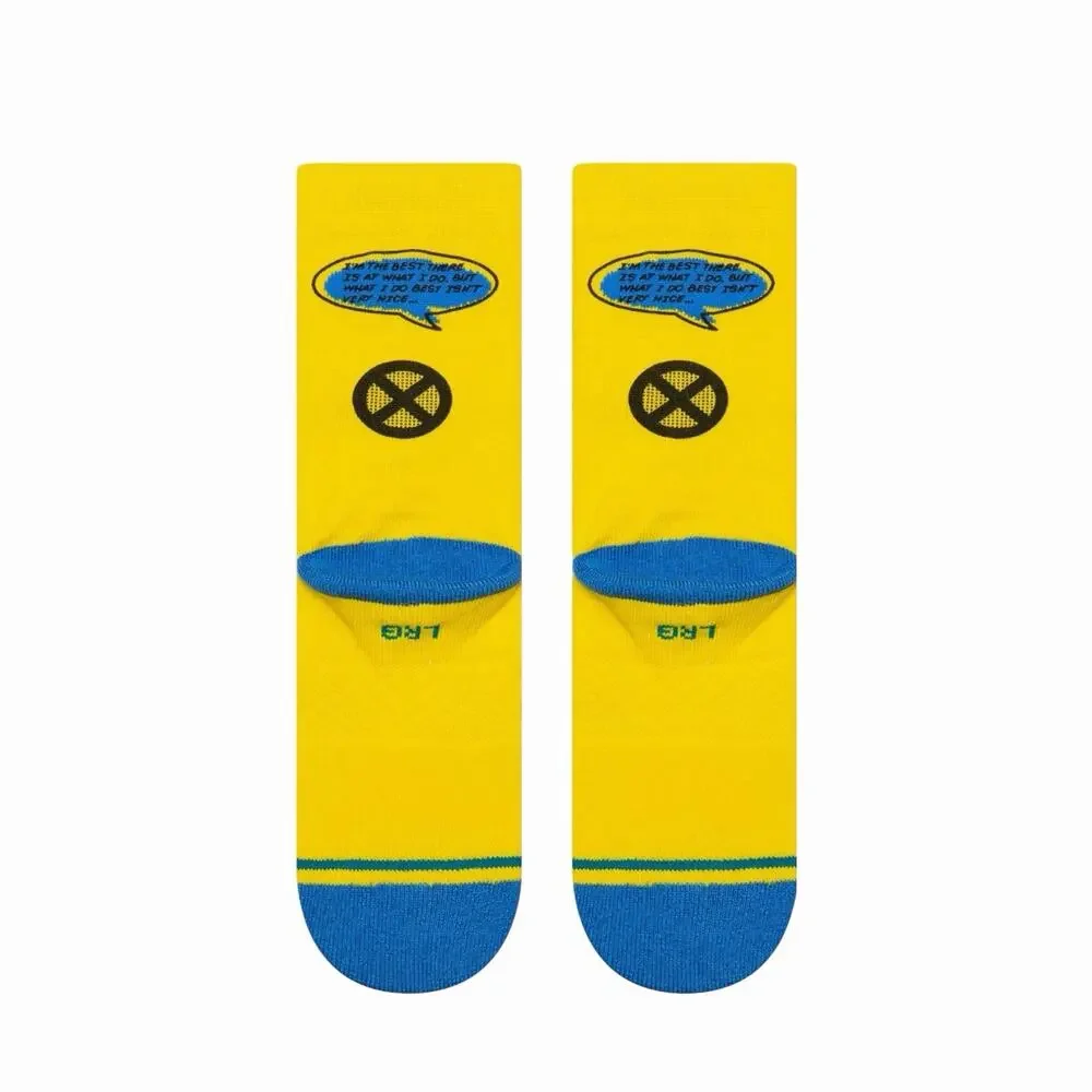 Marvel X Stance Wolverine Yellow Crew Socks Kids Size Large Brand NEW